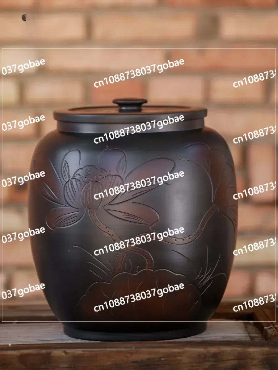 Rice Tank Household Insect-proof Moisture-proof Sealed Ceramic with Lid High-end Flour Storage Rice Bucket Whole Grains