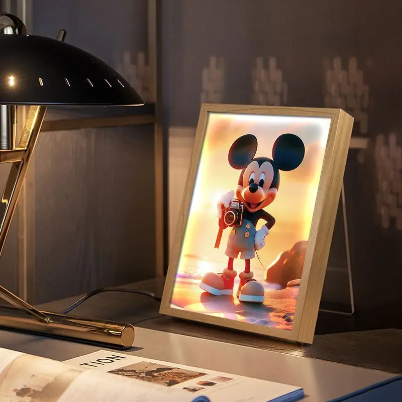 

Disney Mickey Minnie 3-Color LED Night Light Wall Decoration Painting Ambience Light Table Lamp Room Decoration Boy Girl Gift