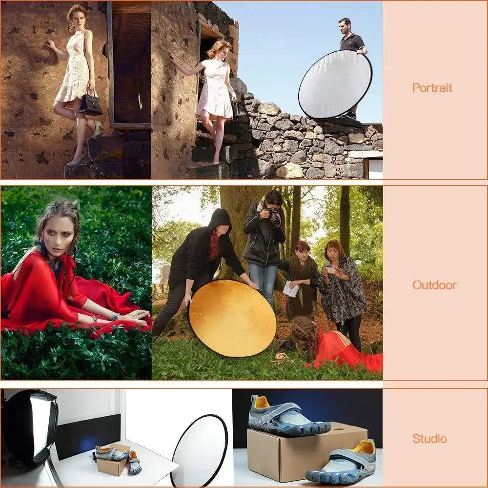 5 in 1 Round Reflectors Collapsible Photography Fill Light Batter Diffuser Accessories Multi-Disc Outdoor Photos Backdrops Props