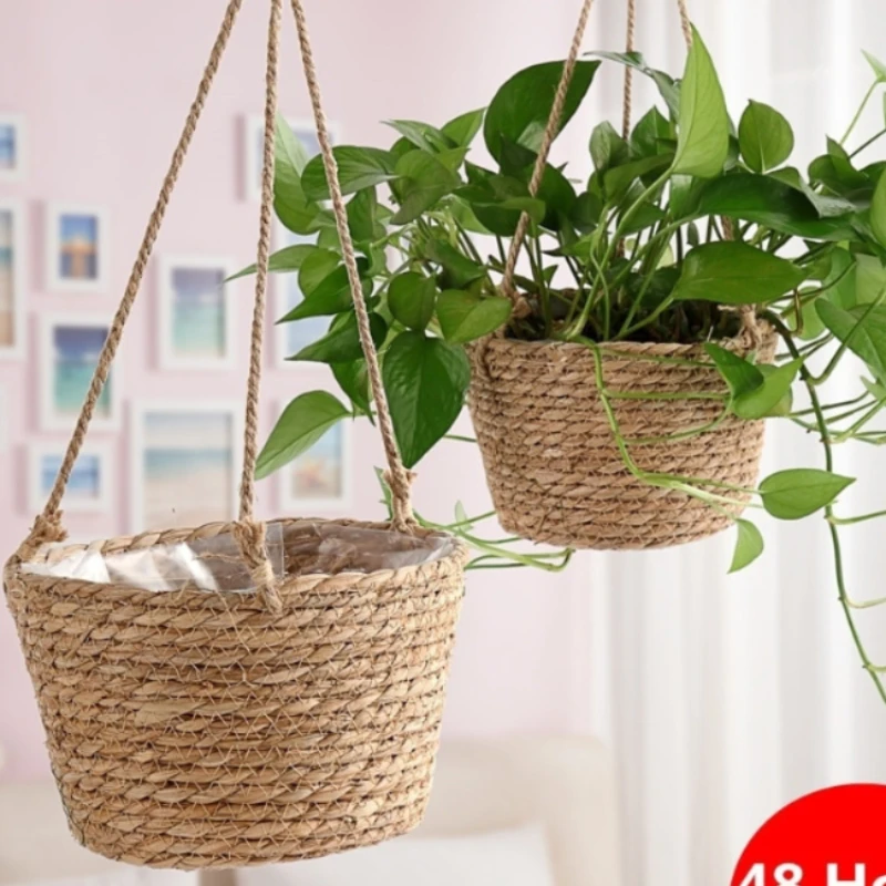 Garden Hanging Planter Macrame Plant Storage Basket Jute Rope Woven Indoor Outdoor Flower Pot Holder Plant Hangers Home Decor