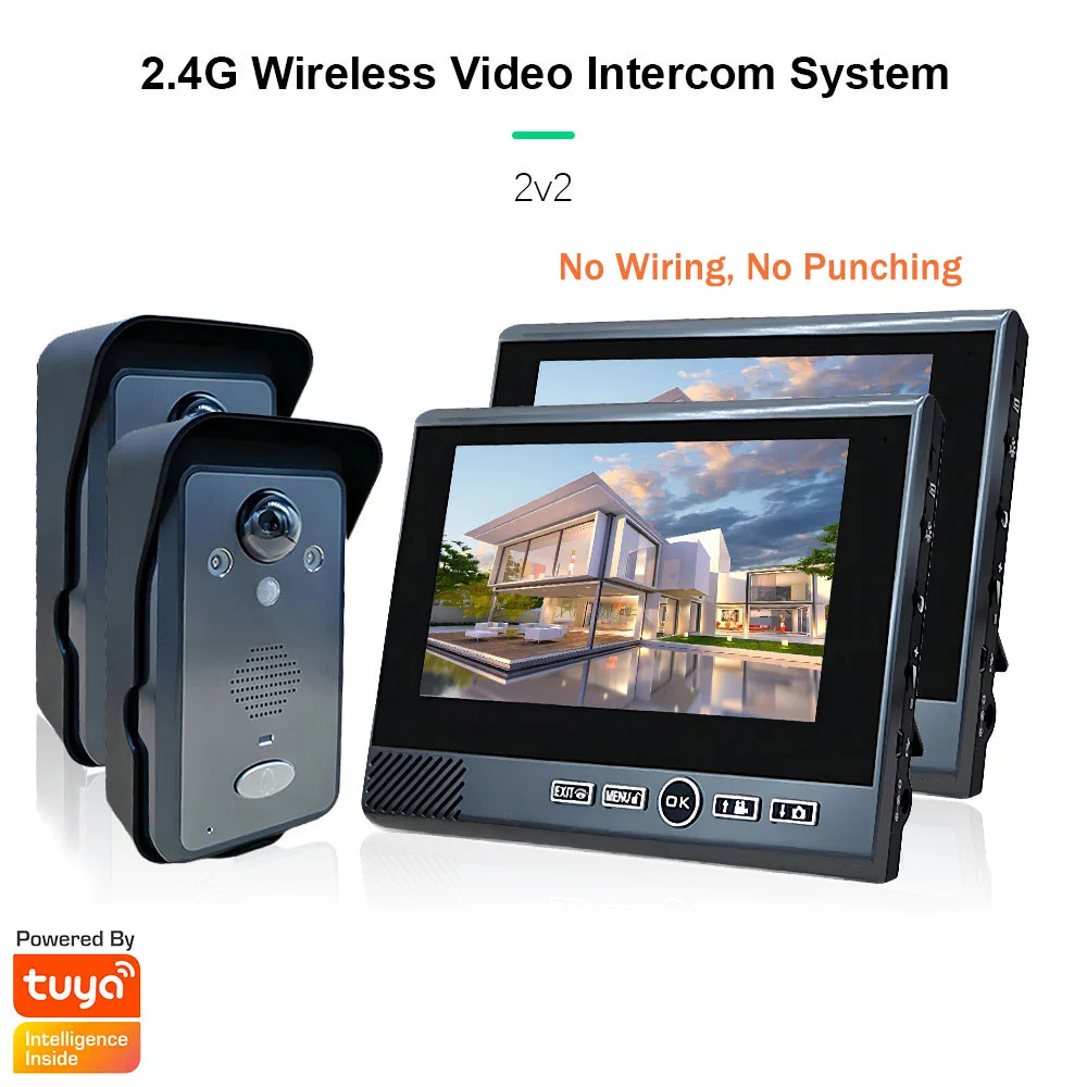 

1080P Wireless Video Intercom, Motion Detection, Long Standby Video Doorbell, Tuya 2.4GHz Easy To Install Security System
