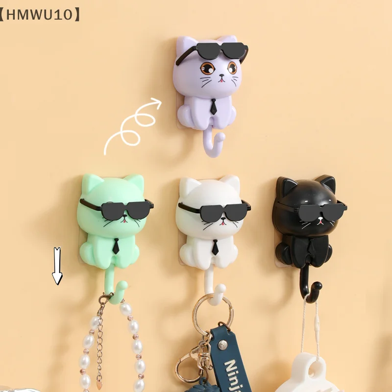 

Cartoon Cat Hook Self-adhesive Dormitory Bedroom Door Clothes Hook Key Umbrella Towel Hat Coat Rack Decorative Hook