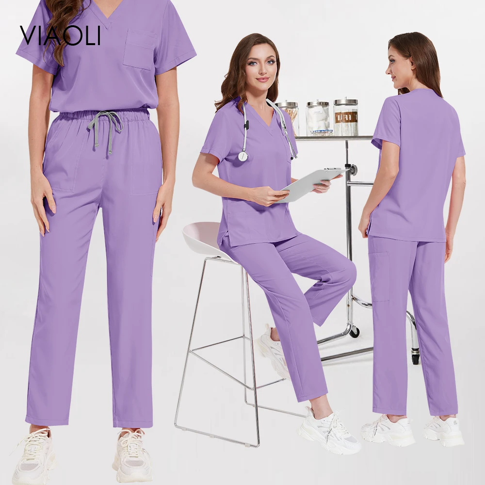 

Unisex Quick-drying Doctor Uniforms Men Women Medical Nursing Clothes Clinical Top Pants Beauty Costume Dentist Nursing Workwear