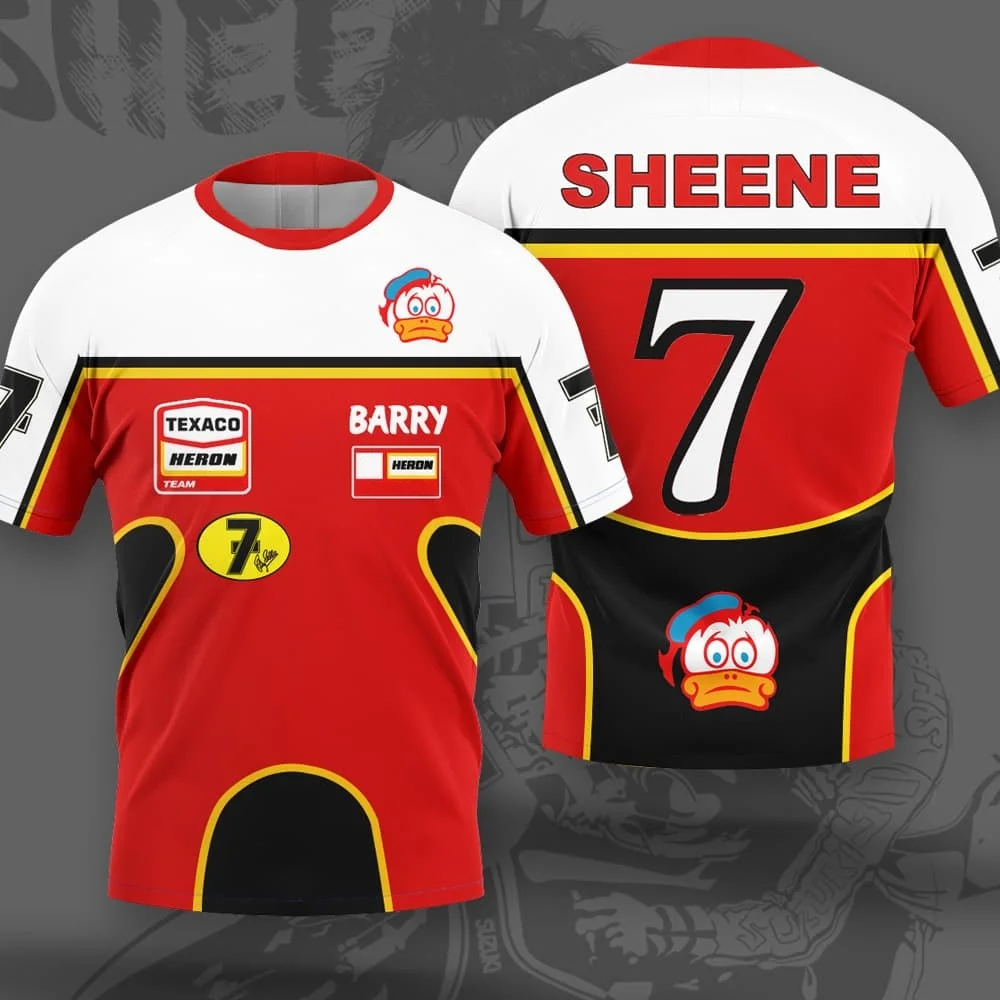 New Barry Sheene #7 Vintage Moto Racing Jersey Tee Short Sleeve Parent Kids Retro Motorcycle Sports T Shirts Family Matching