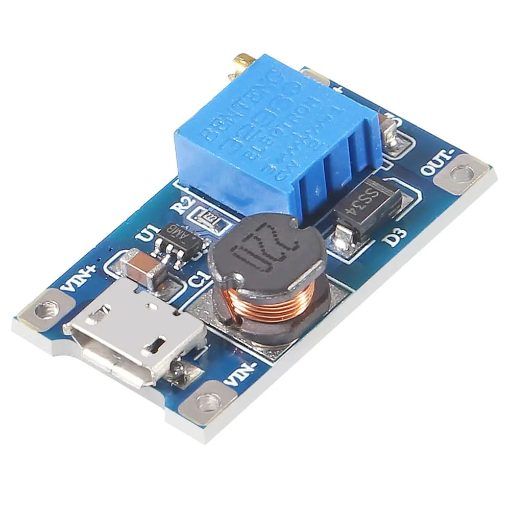 10/20pcs MT3608 Adjustable Step Up Module Voltage Regulator micro usb plug 2V-24V to 5V-28V 2A Step-Up DC-DC Boost Converter