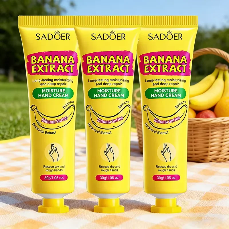 3/5Pcs Sadoer Banana Hand Cream Anti-Dry Crack Moisturizing Brightening Repair Hand Cream Hand Skin Care
