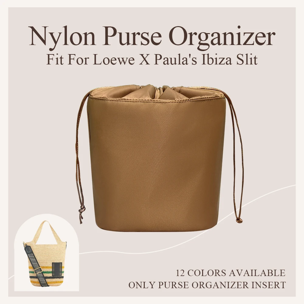 Nylon Purse Organizer Insert Fit for Loewe X Paula's Ibiza Slit Bag Drawstring Inside Storage Bag Mini Makeup Inner Liner Bag