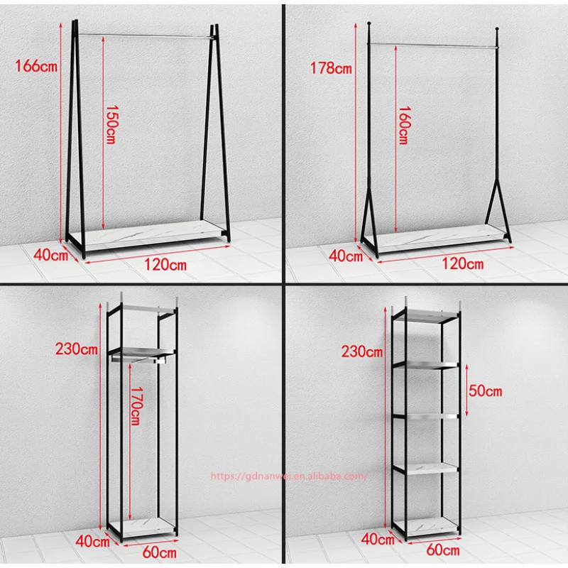 맞춤형 스테인리스 스틸 의류 매장 디스플레이 디자인 여성 의류 디스플레이 랙 금속 소매 부티크 의류 랙
