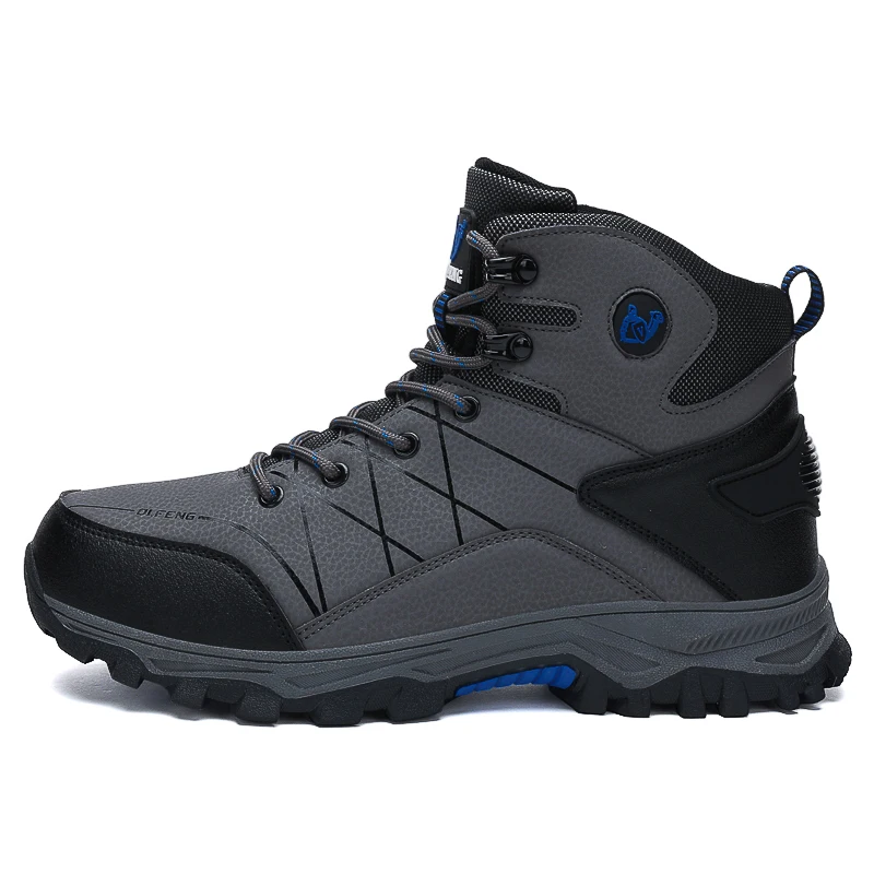 

Large Size Hiking Boots Men Outdoor Warm Fur Snow Boots Work Black Leather Ankle Boot Autumn Fall Winter Tactical Sneakers Men