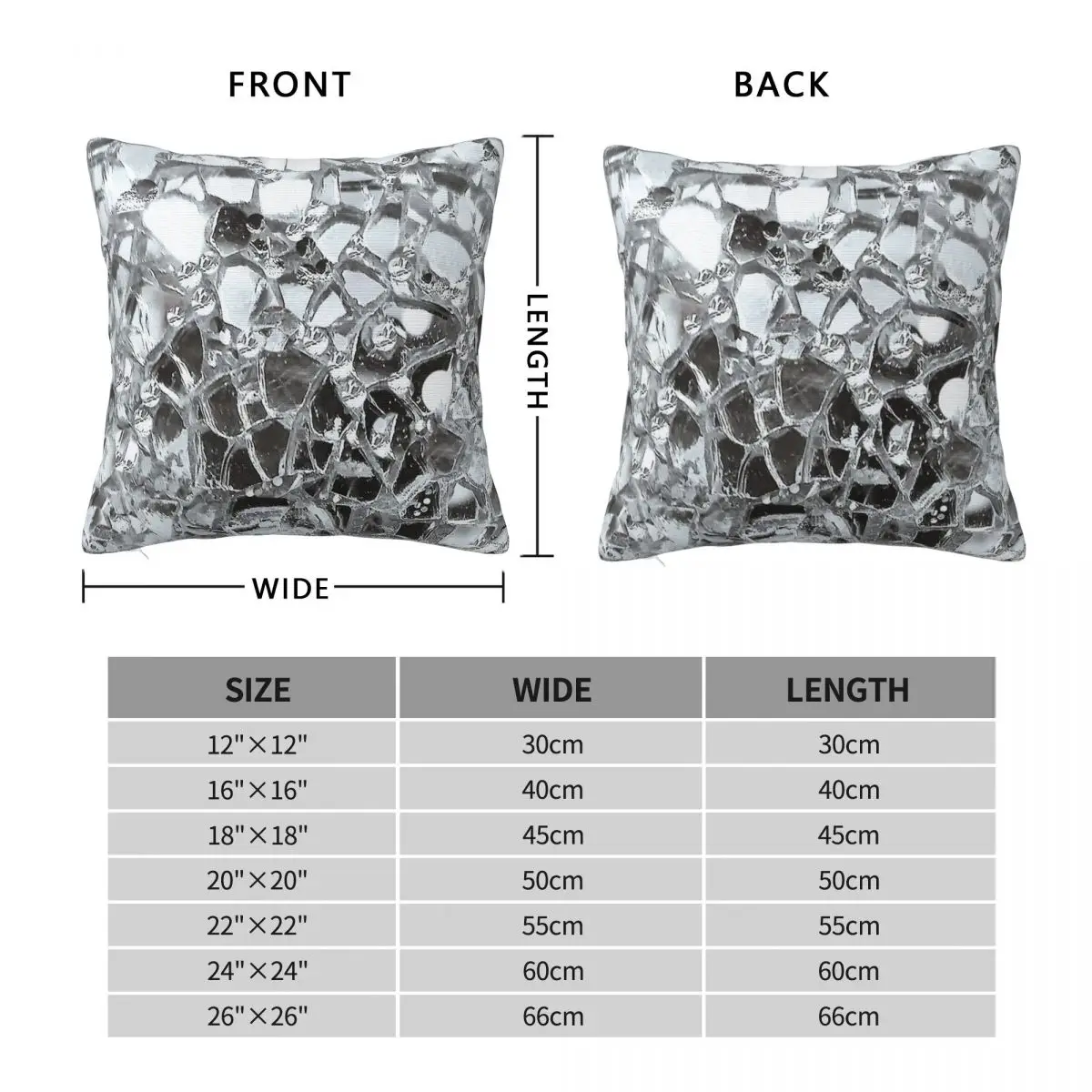 Broken Mirror Mosaic Glass Beads Square Pillowcase Polyester Linen Velvet Pattern Zip Decorative Car Cushion Cover