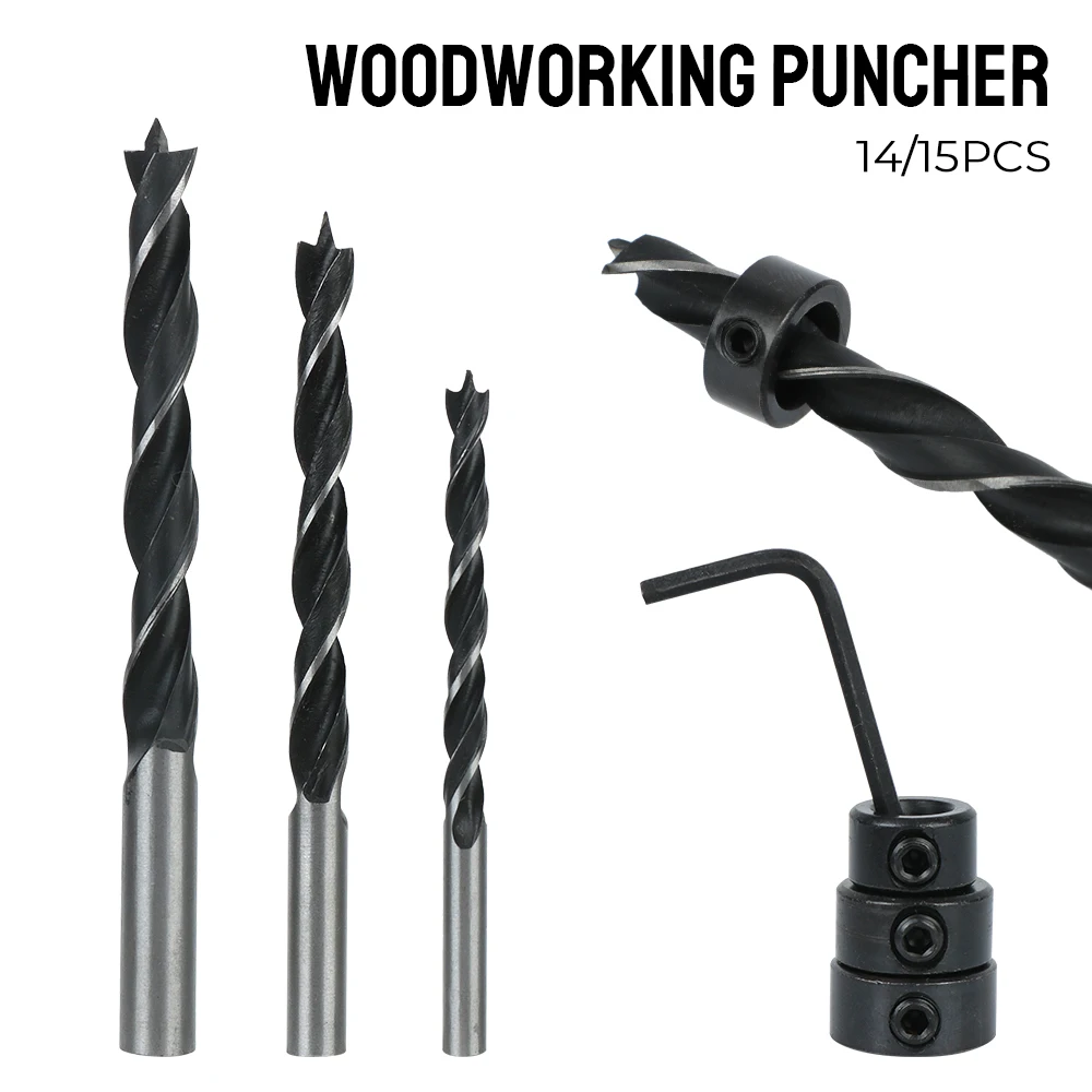 

С набором сверл, набор приспособлений для карманных отверстий 15 градусов, деревообрабатывающая направляющая для сверления отверстий, локатор, дырокол 7/14/15 шт.