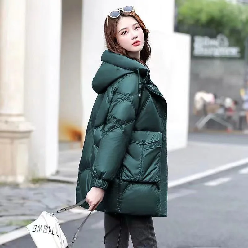 Women Jacket Winter Thick Hooded Down Cotton Padded OutCoats Female Korean Loose Puffer Ladies Parka Warm Quilted Jackets Green