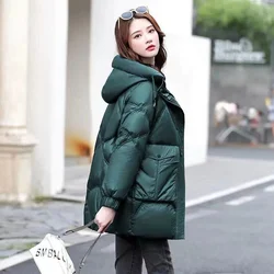 Women Jacket Winter Thick Hooded Down Cotton Padded OutCoats Female Korean Loose Puffer Ladies Parka Warm Quilted Jackets Green