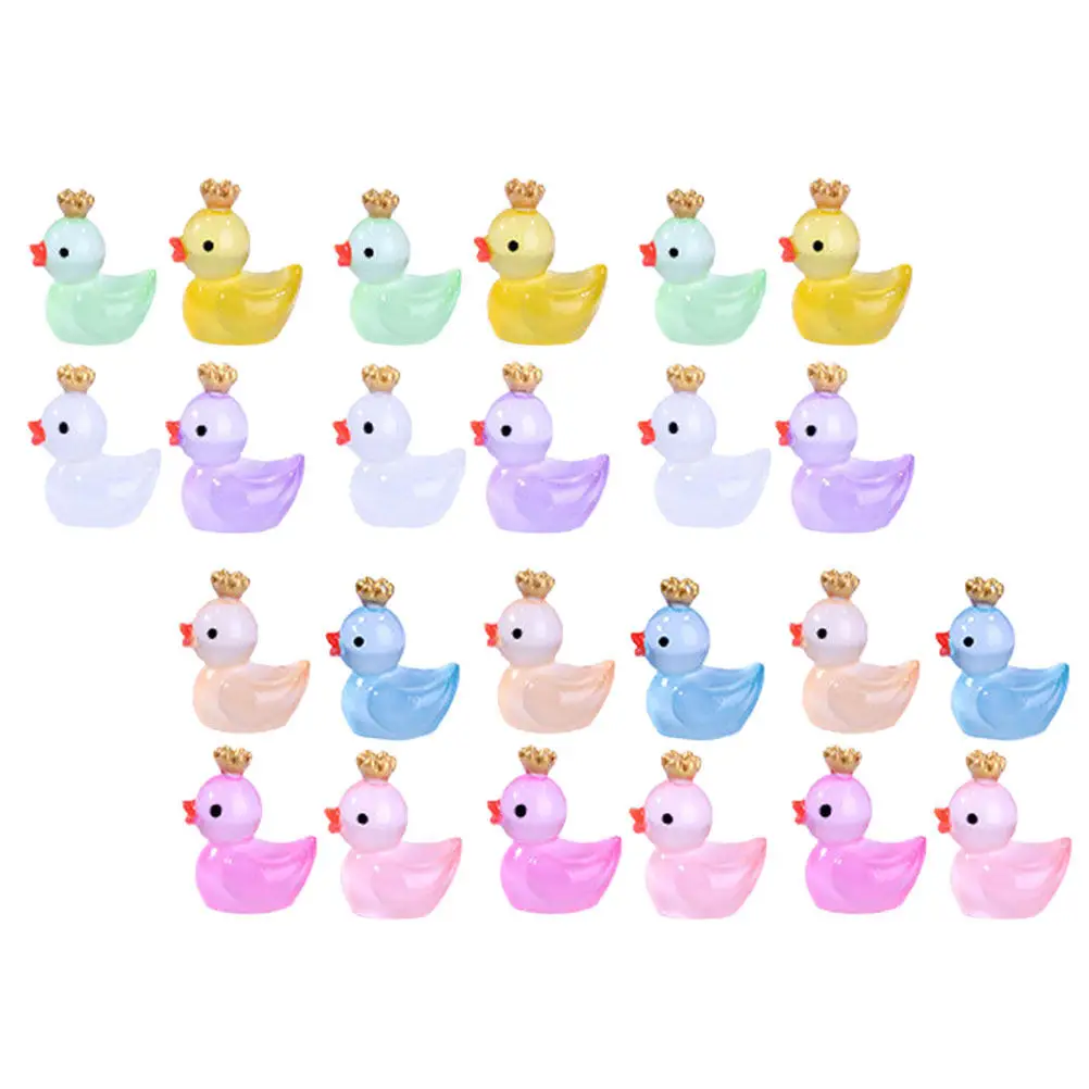

24 шт. светящихся миниатюрных уточек из смолы, светящиеся в темноте, для декора сада, автомобиля, двора, рабочего стола, ночного освещения
