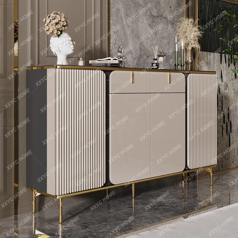 

Q Modern light luxury rock slab shoe cabinet integrated at the entrance of the home, against the wall to enter