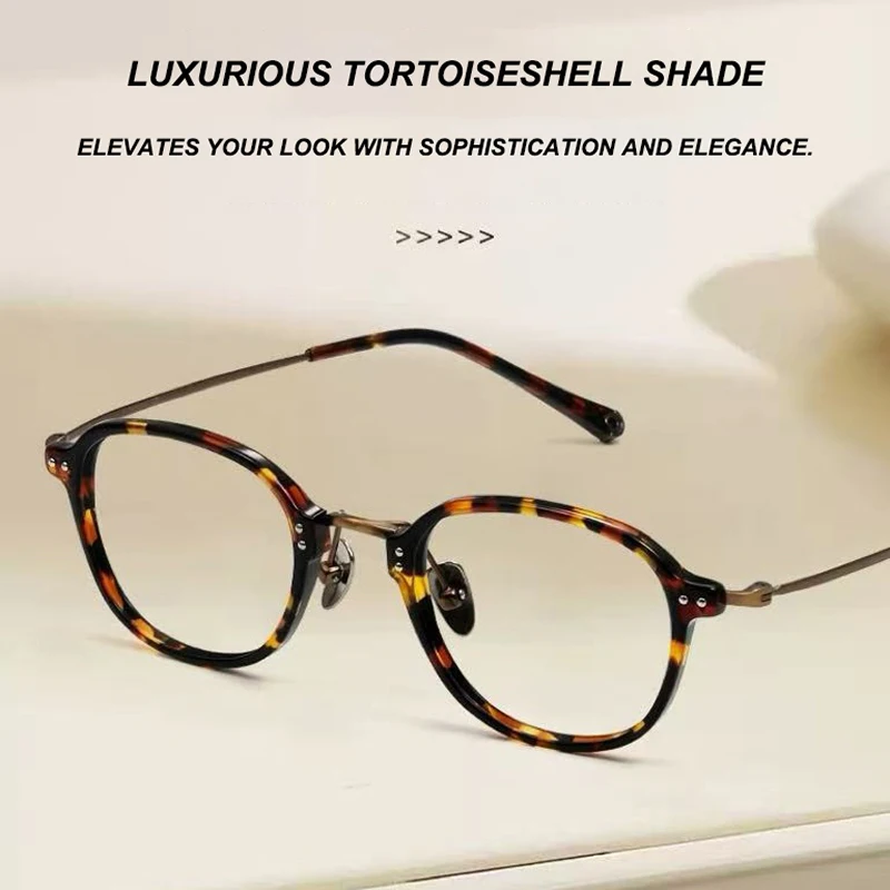

Ultra-Lightweight Oval-Frame Retro Glasses Frames Acetate Pure Titanium Designer Eyewear Literary And Fashionable Eyeglasses