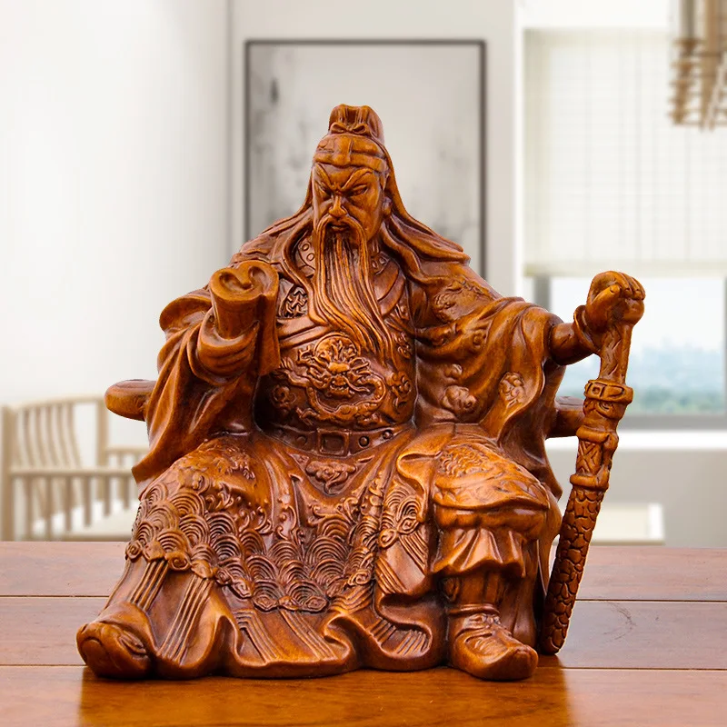 

Guan Yu Figurine Guan Gong Reading Statue God of Wealth Sculptures Resin Crafts Living Room Office Home Decor Ornaments Gifts