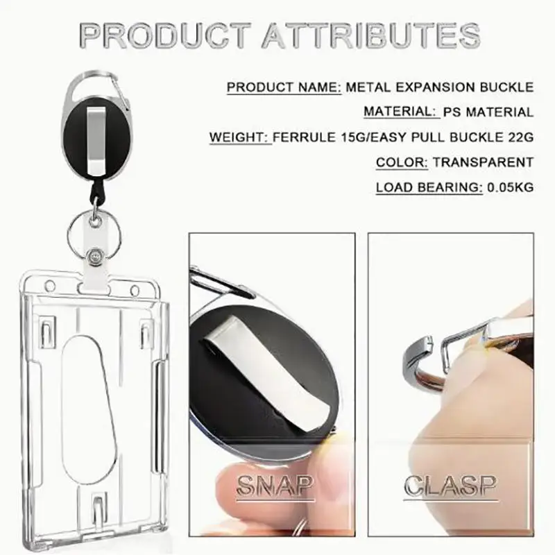 1-5Pcs Heavy-Duty Badge Holders with Retractable Clip - Transparent, Scratch-Proof ID & Keychain Cases for Students, Bank Cards