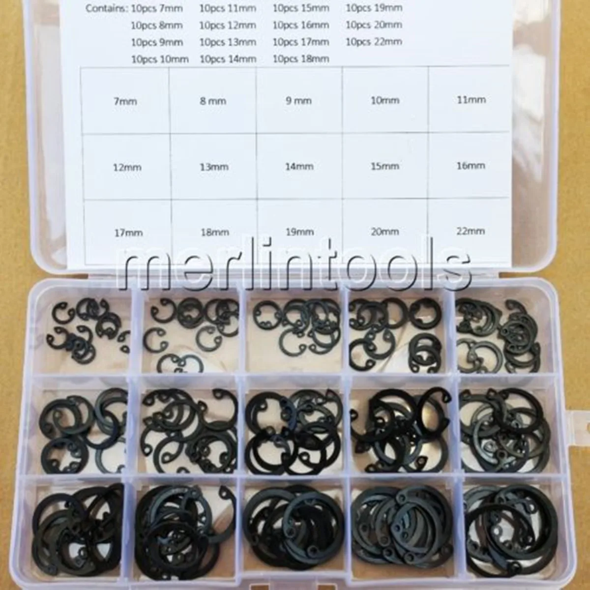 150Pcs/240Pcs 18 Kinds 7mm - 22mm Steel Internal Circlip Retaining Ring Snap Ring Assortment Kit