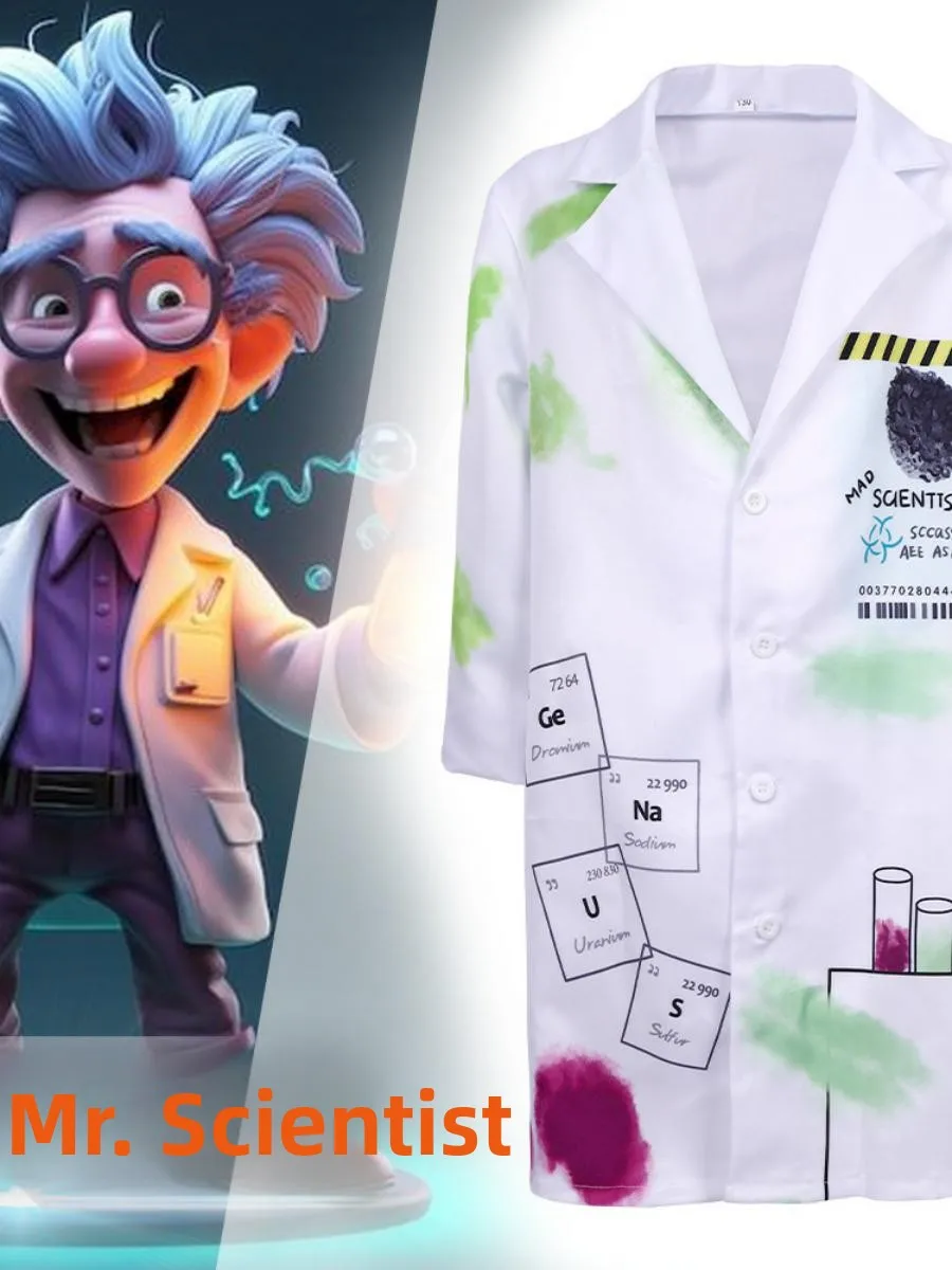 

Children's Crazy Scientist Costume Playwear loween Kindergarten Activi Performance Science Experiment Set Stage Outfit