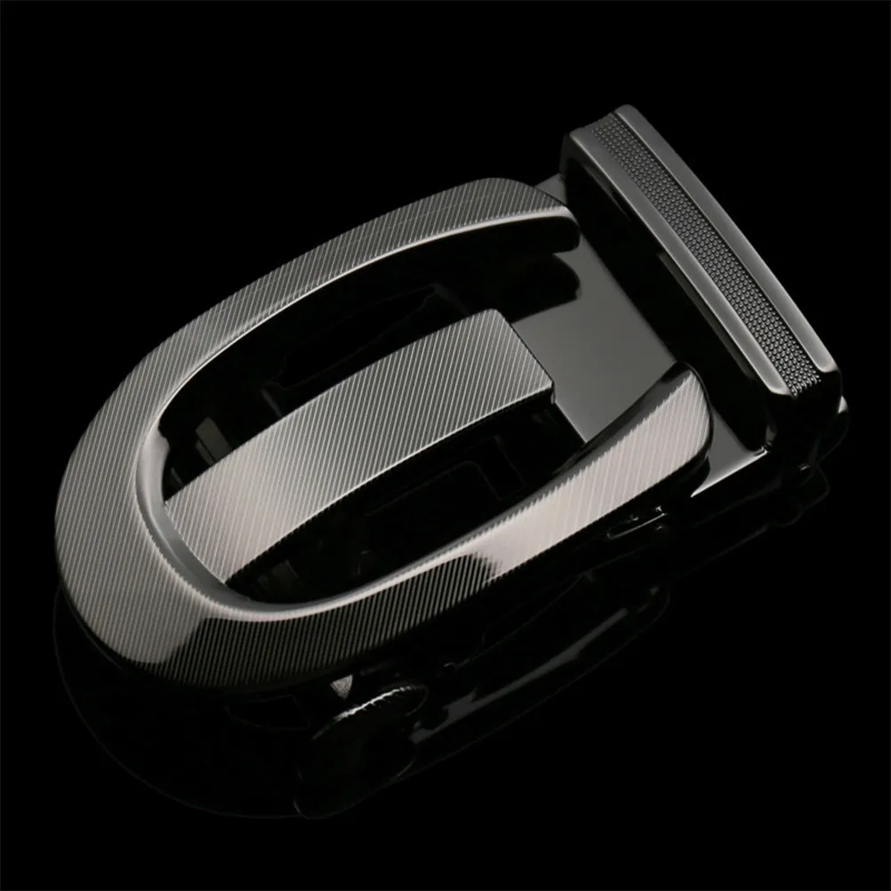 Men's Belt Buckle Automatic Ratchet Slide Buckle Alloy Replacement for Business Formal Use Black Scratch Resistant Easy