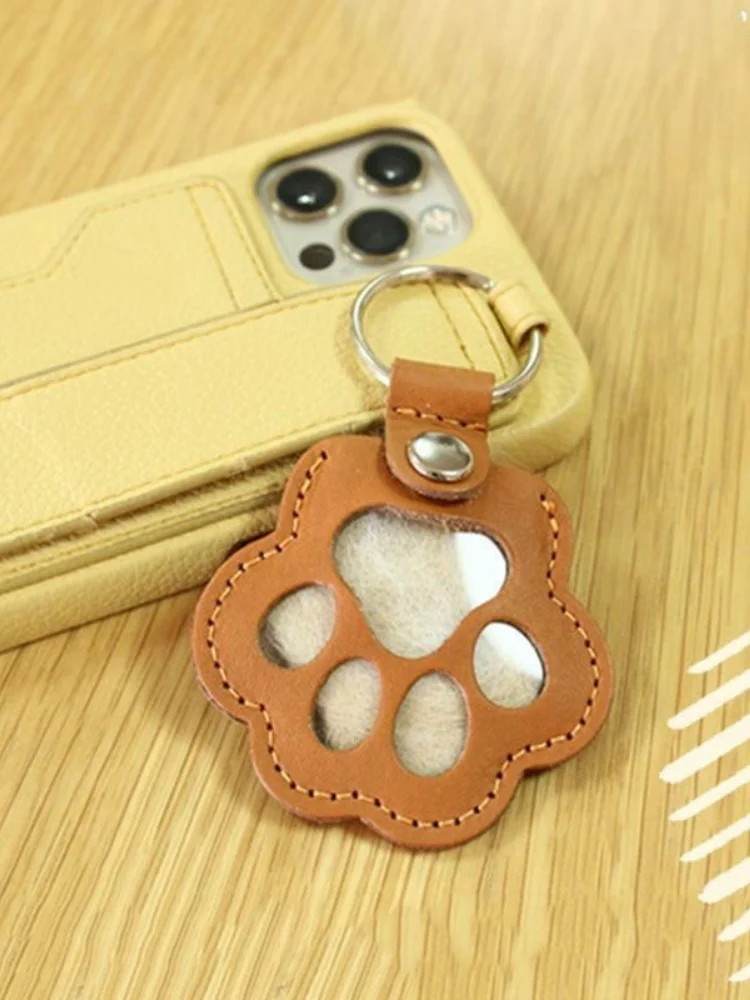 Memorial lederen huisdier haar opbergtas kattenpoot sleutelhanger multifunctionele draagbare sleutelhanger - afbeelding 2