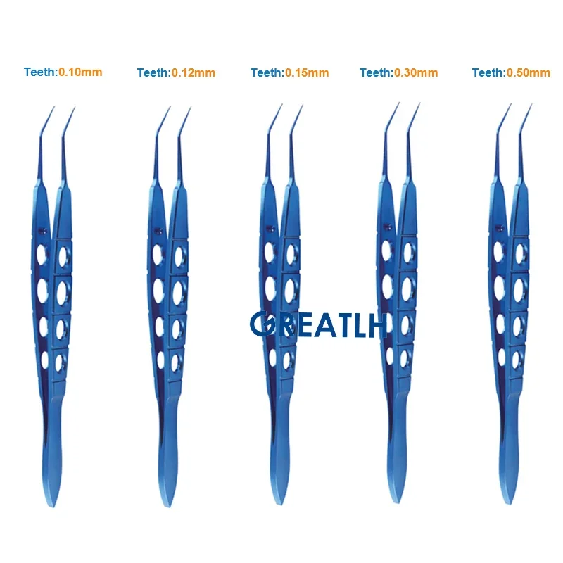 Titanium Alloy Eyelid Tool Kelman Mcpherson Toothed Forceps Tweezers with Platform Ophthalmic Instrument