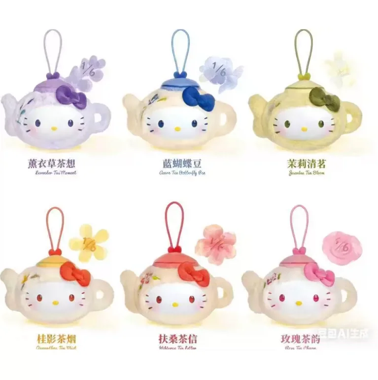 

Hellokitty Mini Blind Box Floating Tea Room Series Authentic Vinyl Plush Pendant Collectible Surprise Gift For Daily Decoration