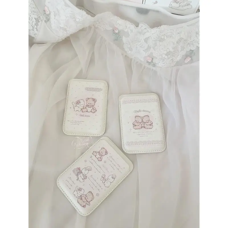 Korean Girl Rabbit Bear for Magsafe Card Holder for iPhone XIAOMI Samsung Phone Case Leather ID Subway Card Slot Accessories