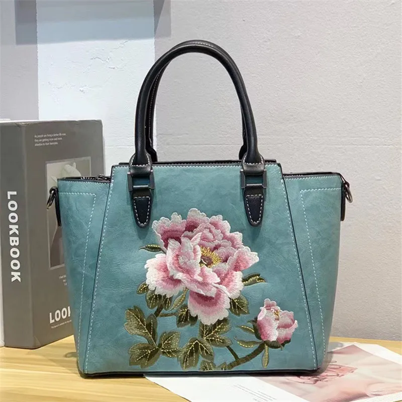 Borse in pelle da donna con ricamo borse a tracolla per ragazze floreali borsa a tracolla o Messenger da donna in stile cinese