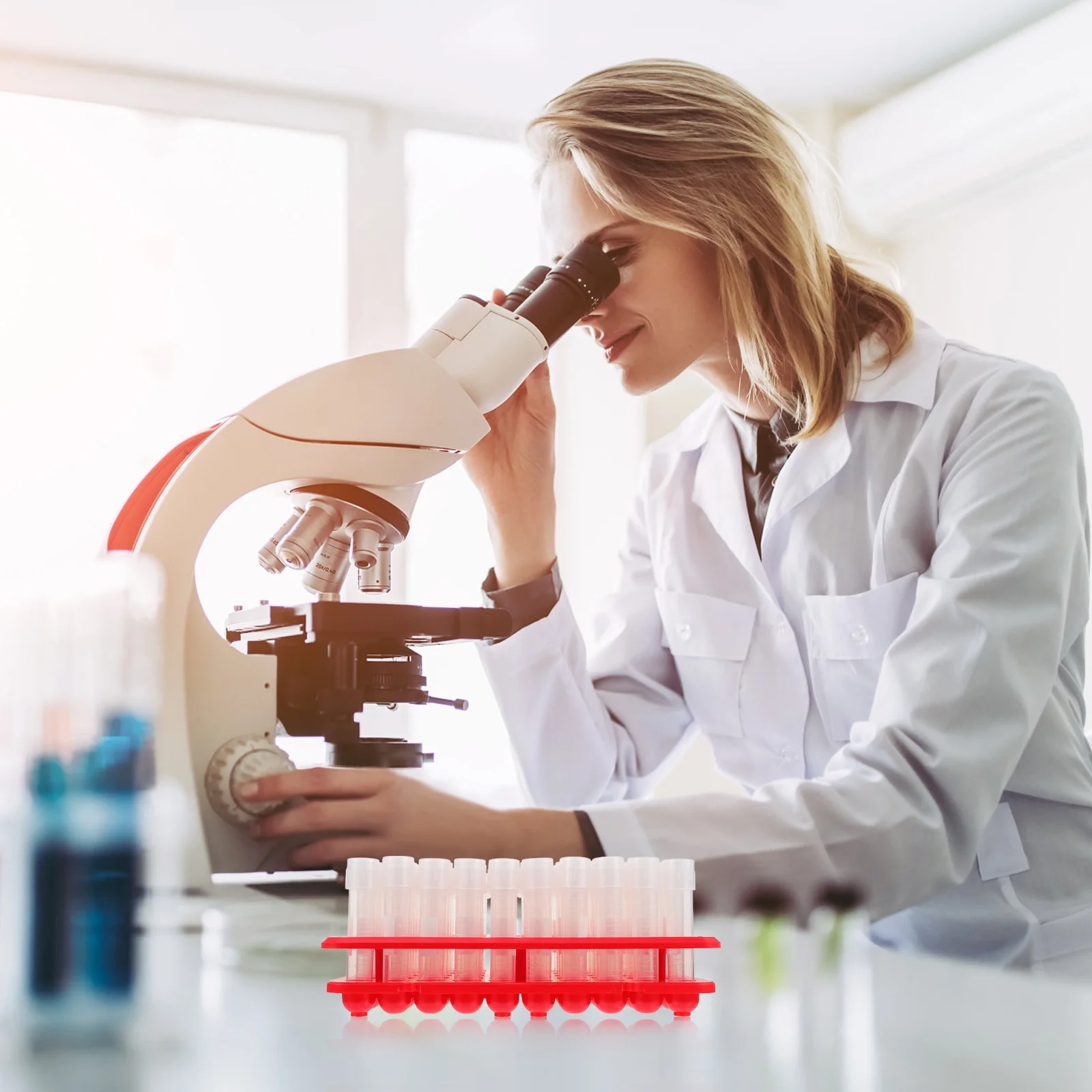 

100Pcs Bacterial Cultivation Tubes Test Tubes Caps Multifunction Rack for Laboratory Micro Experiments Test Tube
