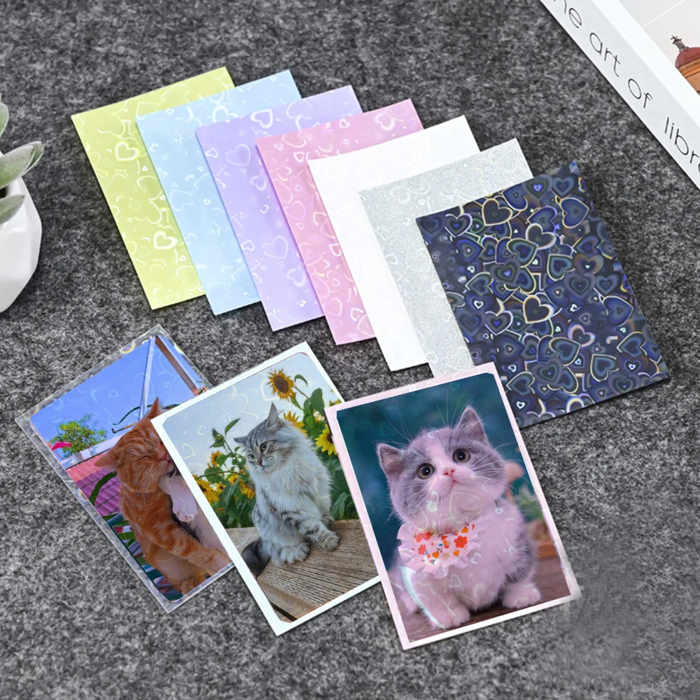 50PCS Idol Photo Protective Storage Bag Semi-transparent Card Film Laser Flat Mouth Card Sleeve INS Student Stationery Supplies