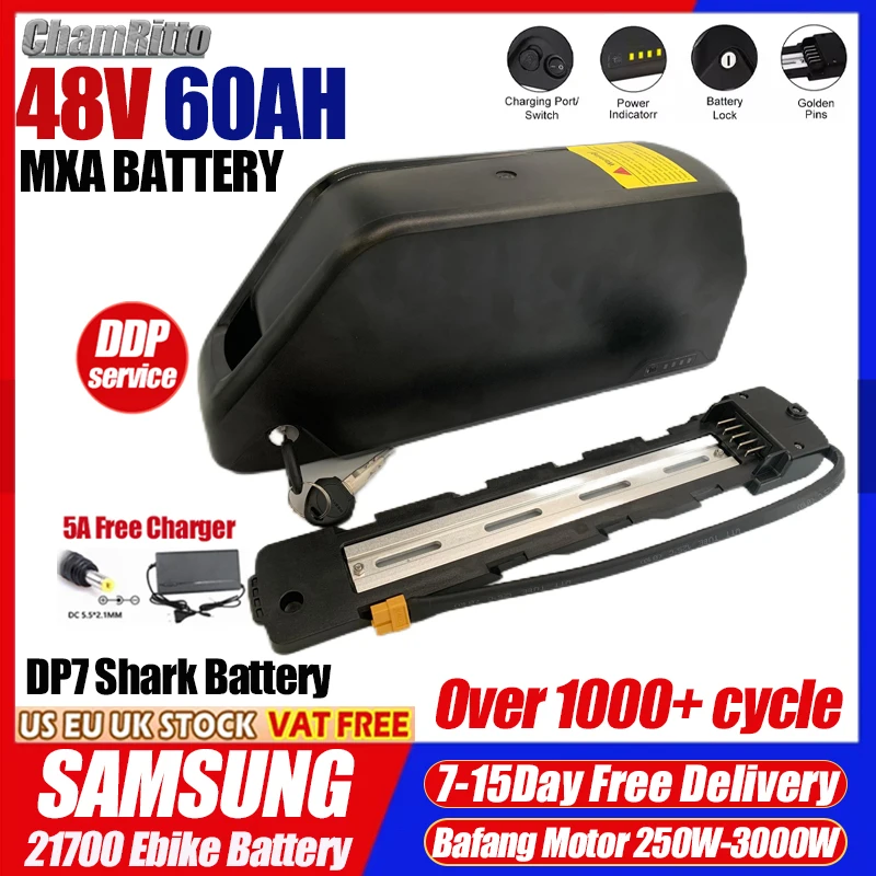 

48V 1000w cham-rider Hailong ebike Battery 48V 25ah 30ah 40ah 50ah 60ah 1500w Bafang 2000w 21700 Electric Bike lithium batterij