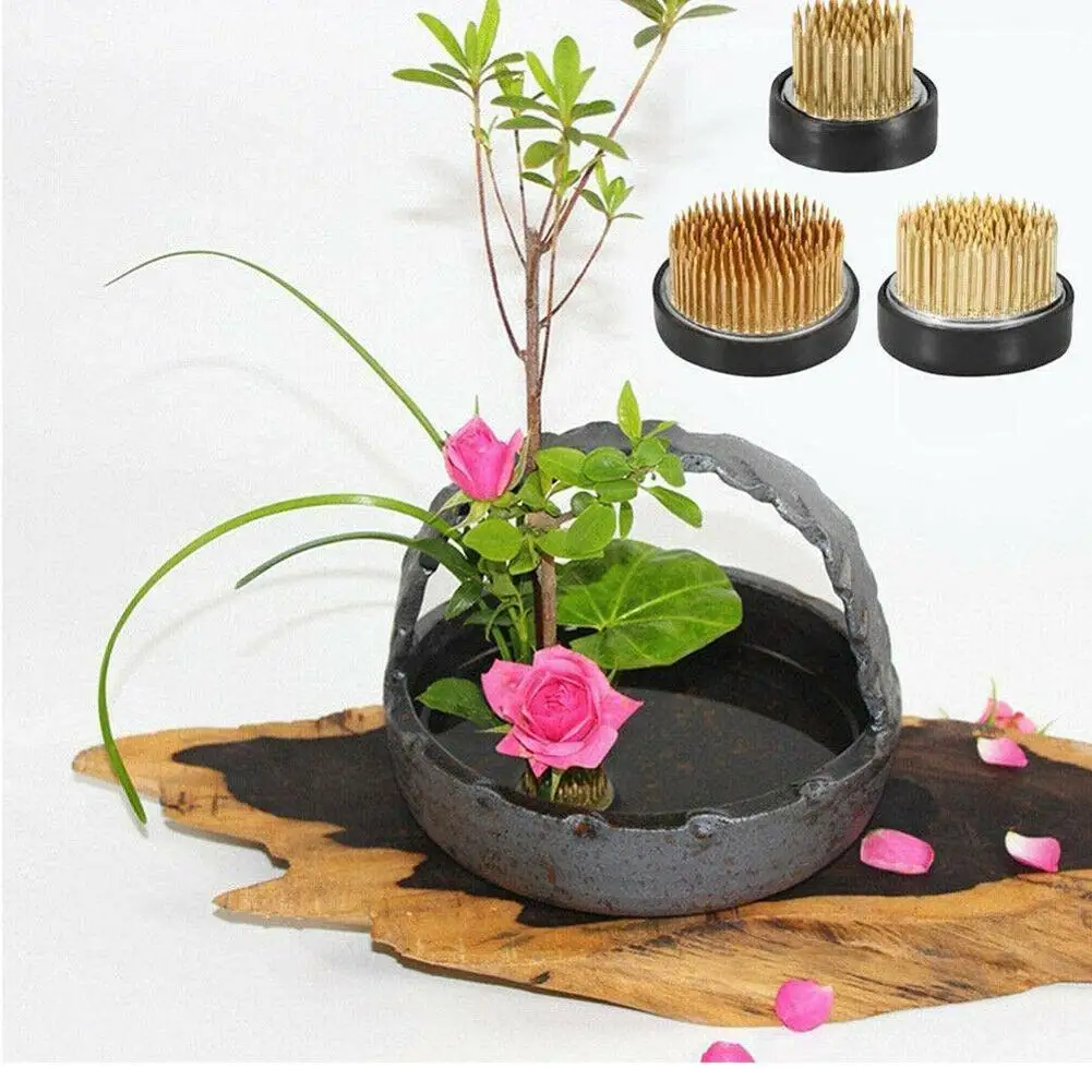 Round Ikebana Flower Frog With Gasket Art Fixed Arranging Tool Rubber Base Holder Art Fixed Arranging Tool