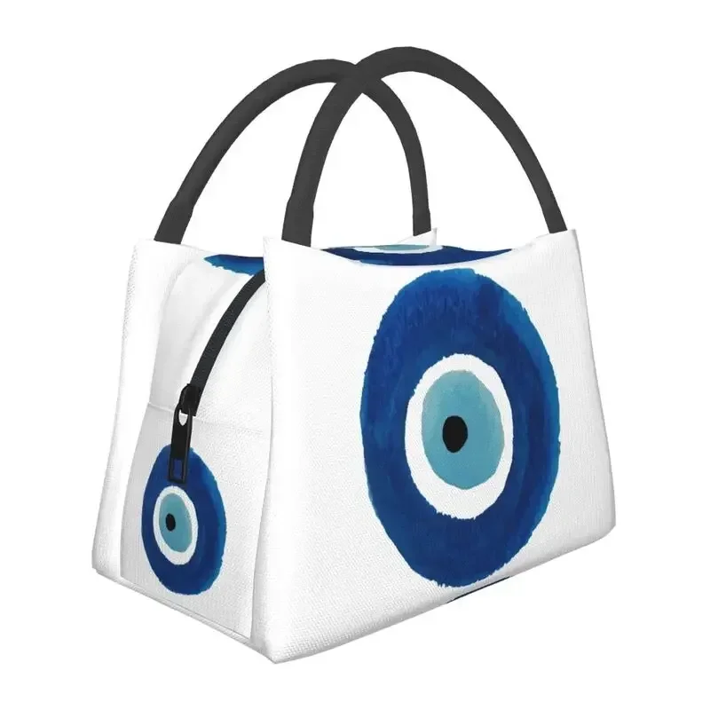 Magic Eyes Charm Insulated Lunch Bag for Work Office Black Evil Eye Amulet Boho Pattern Portable Cooler Thermal Lunch Box Women