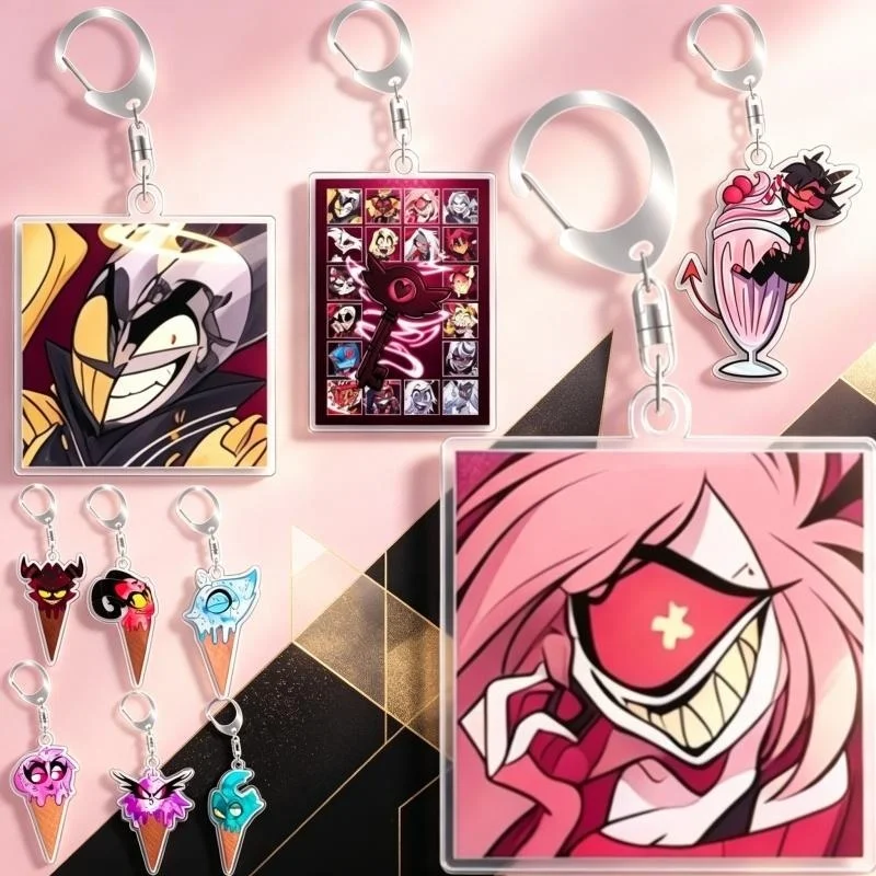 For Hazbin Hotel  Homemade Alastor Vaggie Angel Dust Vox Acrylic Keychain Pendant Bag Charms Game Anime Collection Toy Gift 5cm