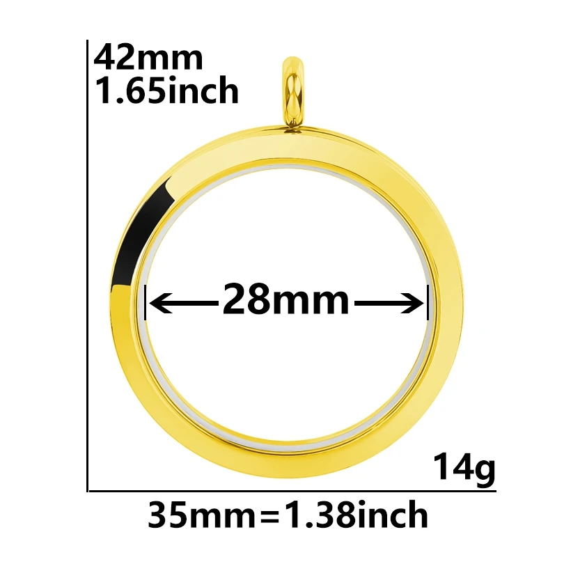 10pcs 35mm Stainless Steel Rust-Proof Glass Floating Charm Locket Pendant Making Photo Necklace for Women Jewelry Bulk Wholesale