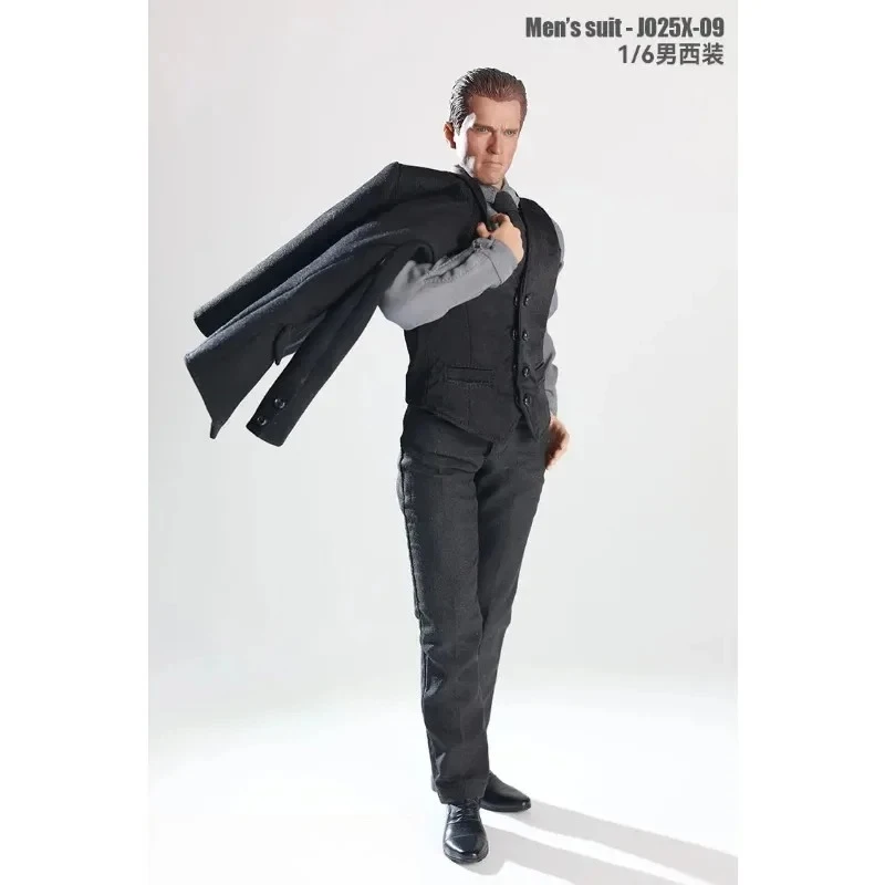 Na stanie Zestaw czarnego męskiego garnituru w skali 1/6, model ubrań pasujący do figurek akcji 12'' TBL M34 M35, mocne mięśnie, akcesoria JO25X-09