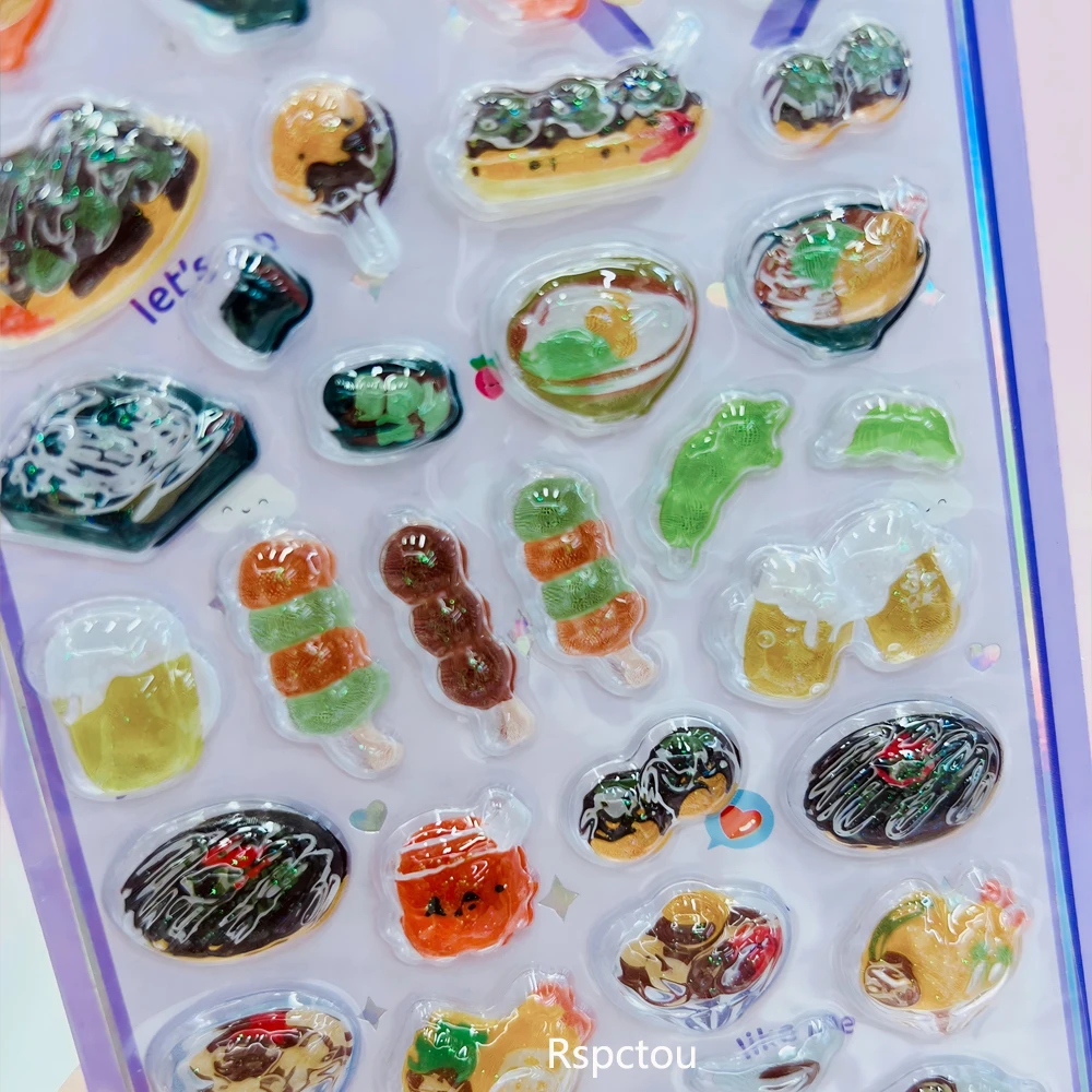 Cute Cartoon Sushi Animals Dog Bear Rabbit Drop 3D Relief Stickers DIY Laptop Phone Case Journal Funny Decoration Sticker School