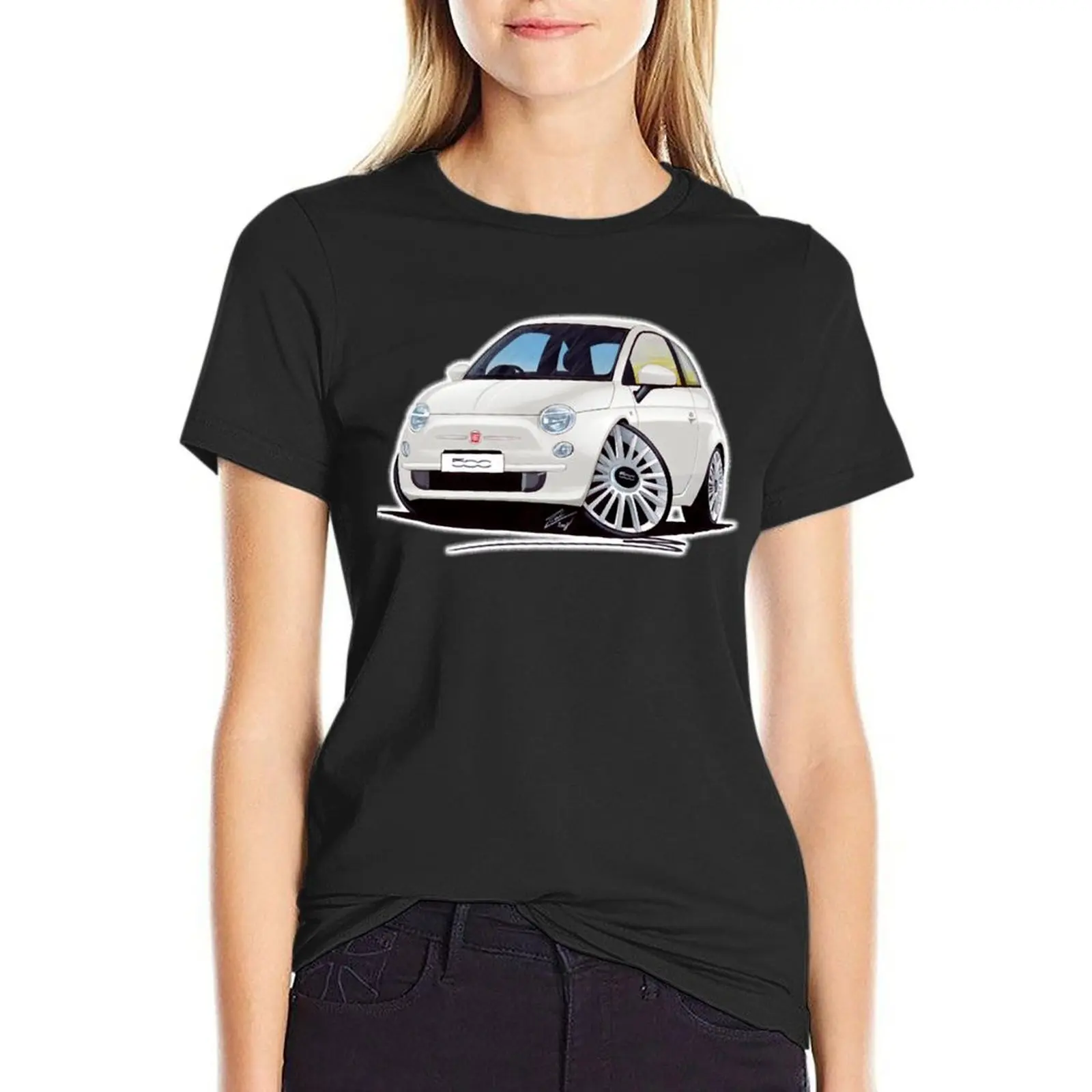 

Fiat 500 Fiat 500 White T-Shirt customs summer tops funnys customs design your own graphic t-shirts for Women