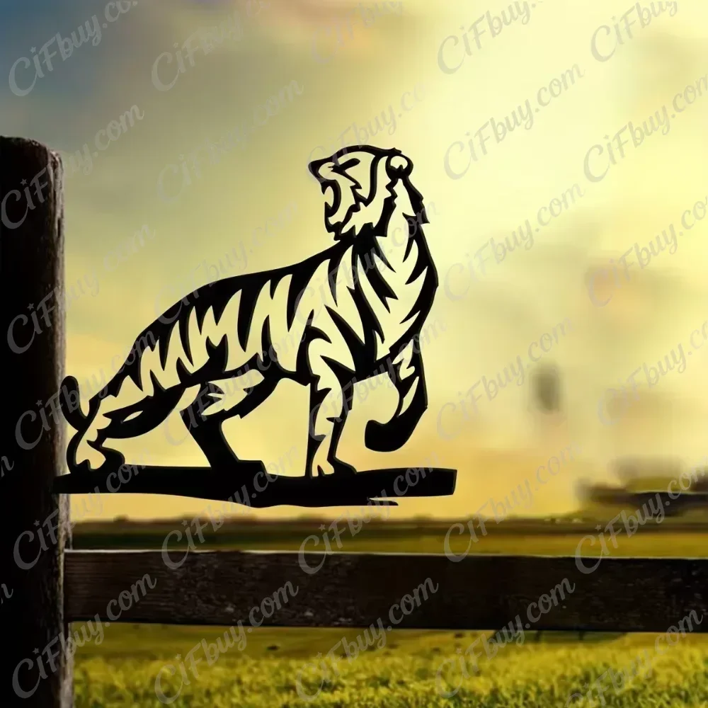 CIFBUY See Me Roar Tiger Metal Wall Art Iron Hanging Sculpture Rustic Outdoor Home Decor Ornament Gift Vintage Style