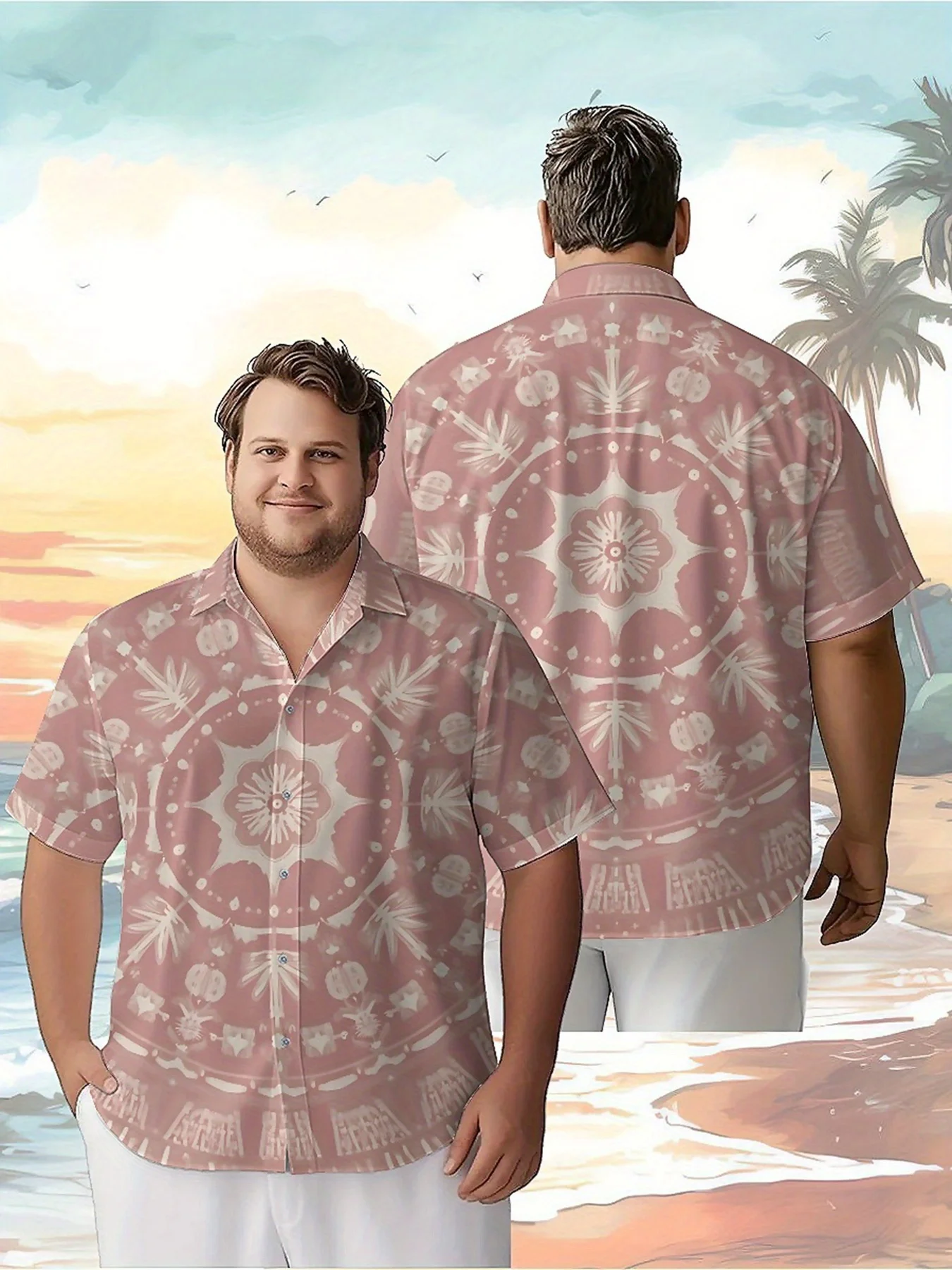 

Men's Plus Size Hawaiian Shirts Retro Floral Mandala Pattern,Unisex Baggy Aloha Shirts,summer Alternative Clothing