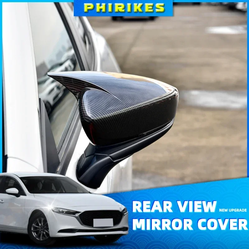 

For Mazda3 Mazda 3 axela 2019 2020 2021 carbon fiber Car Rear-view Mirror Covers Shell Rearview Mirror Edge Guards Cover
