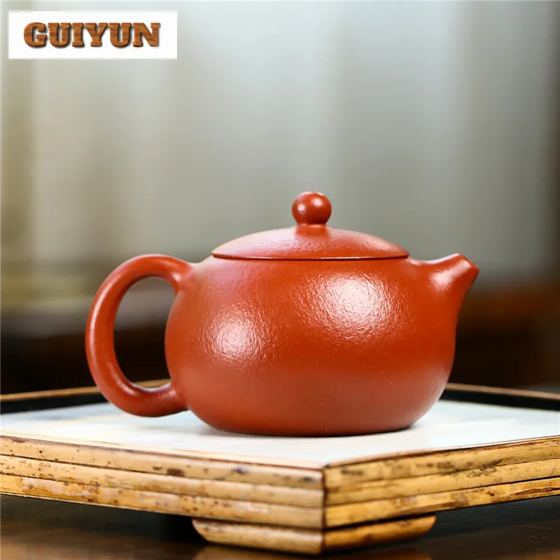 210ml Exquisite Yixing Purple Clay Teapot Famous Master Handmade Xishi Pot Raw Ore Coarse Sand Dahongpao Mud Kettle Zisha Teaset