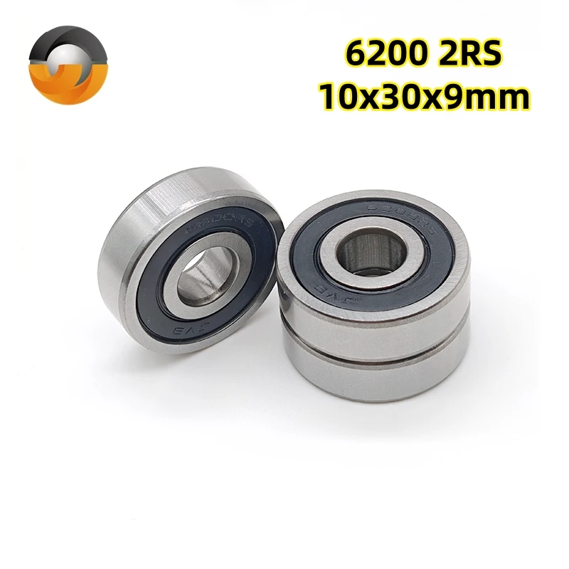 이중 고무 씰링 커버, 깊은 홈 볼 베어링, 6200RS, 6200-2RS, 10*30*9mm, 2 개