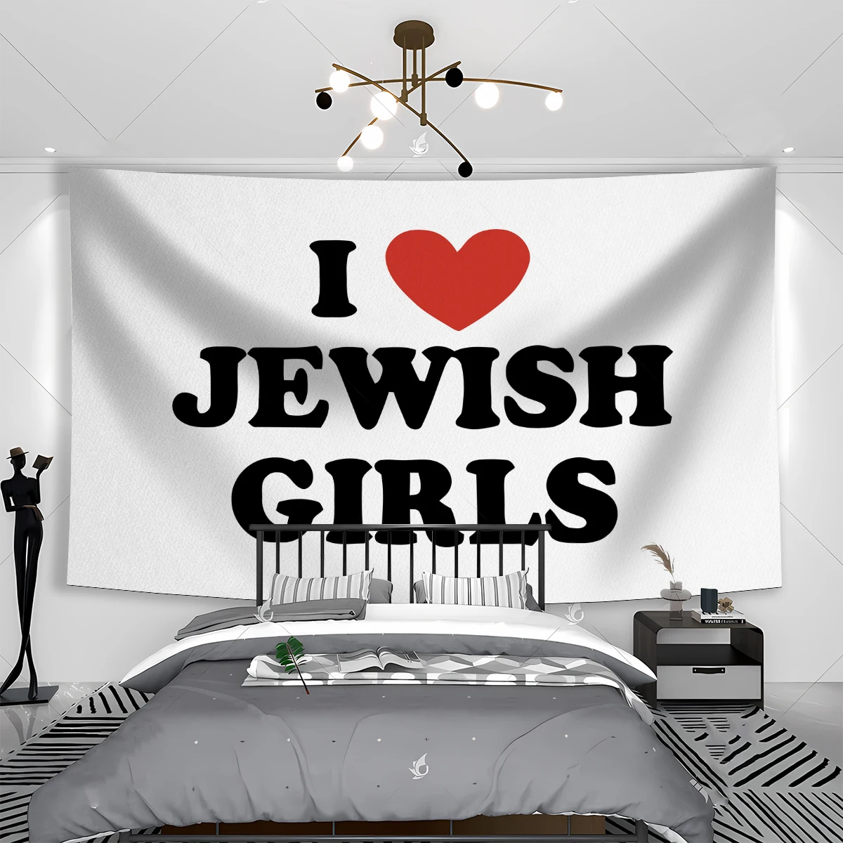 90X150CM I Love JEWISH GIRLS Flag Wall Hanging Tapestry Room Decor Double penetration for Room Decor Dormitory Decor