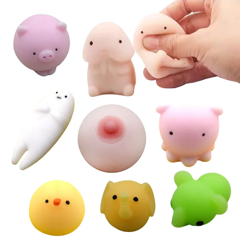 Jouets Mochi Squishies Squishy pour enfants, balle anti-souligné, jouet à presser Kawaii, faveurs de fête, jouets d'instituts pour anniversaire, 57 styles