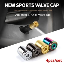 4Pcs New Anti Theft Sport Valve Universal Cap Sport Valve Stem Covers Dust Proof Caps Wheels Decorative Tyre Car Accessories