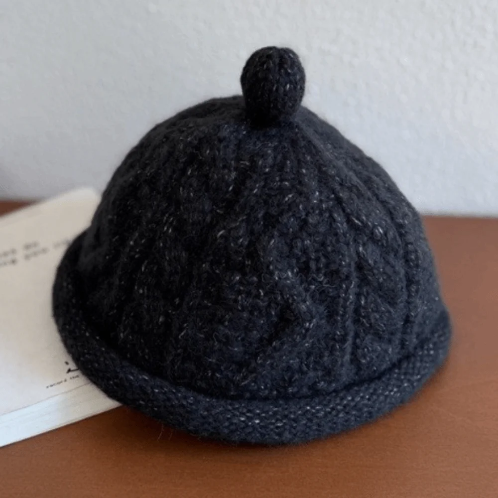 Fashion Autumn Winter Beanie Hat Turned-up Brim Solid Color Bucket Hat Warm Windproof Melon-shaped Hat for Women