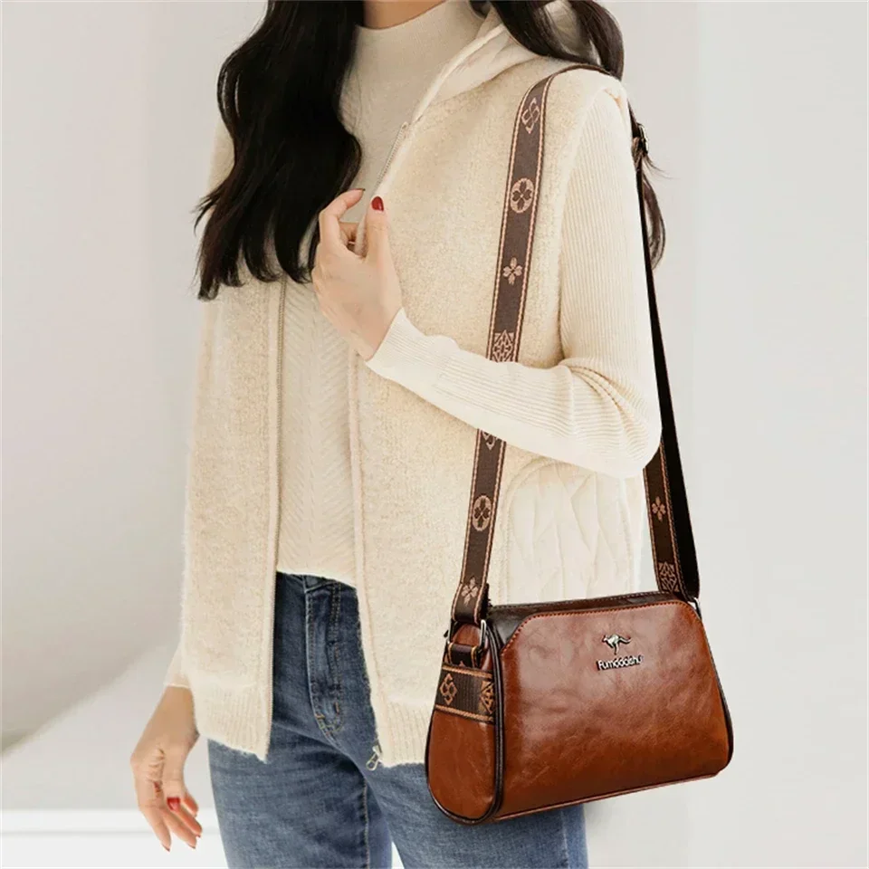 Women High Quality Soft Leather Shoulder Bags Luxury Designer Purses Crossbody Bag Ladies Vintage Messenger Commuting Sac A Main